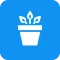 Blue plant icon representing eco-friendly topics, ideal for websites and apps promoting sustainability and green living.