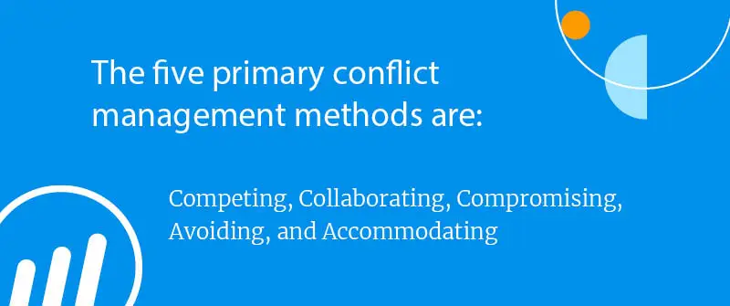 The five primary conflict management methods